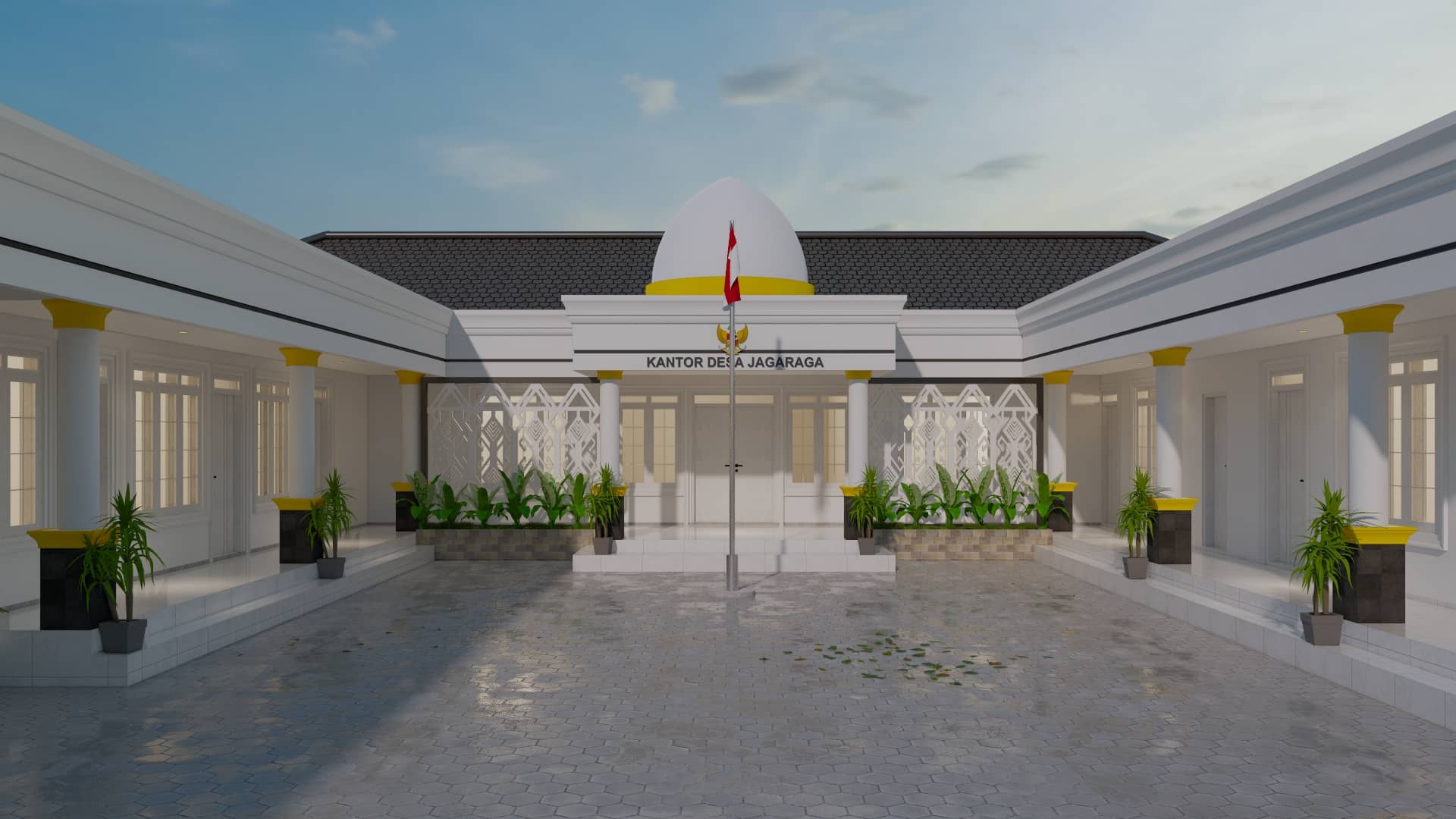 Interior kantor modern dengan pencahayaan alami